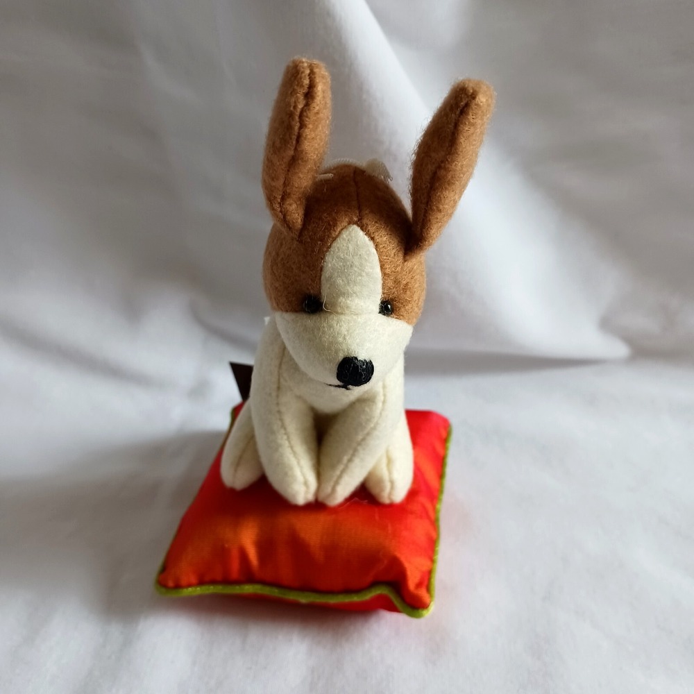 New 6" Papyrus‎ Stuffed Plush Felt Dog On Pillow Christmas Tree Ornament Bell